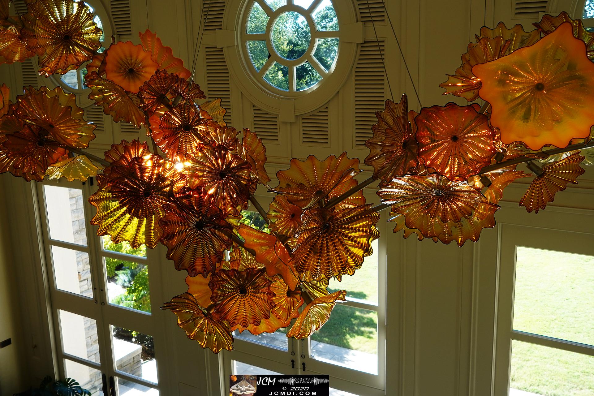 20200930 CheekWood Chihuly - sculpture (orange flowers) upper floor view